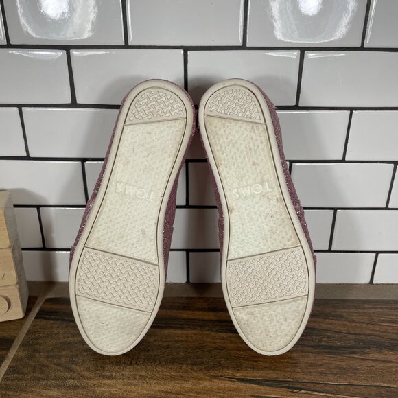 Toms Classic Womens Size 5.5 Shoes Rose Glow Iridescent Glitter Slip On Flats - Picture 7 of 13